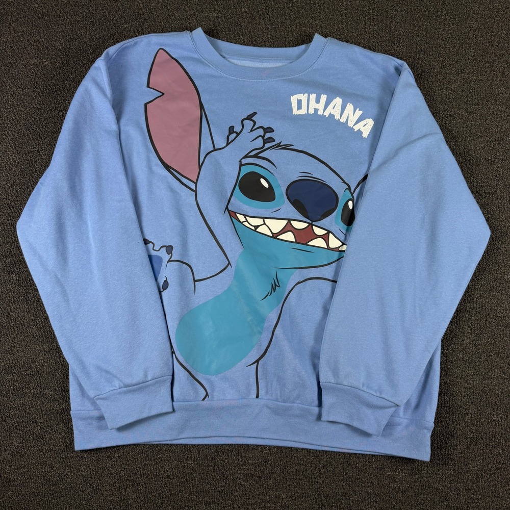 Disney Sweatshirt Womens 3XL Lilo & Stitch Ohana Blue Graphic EUC